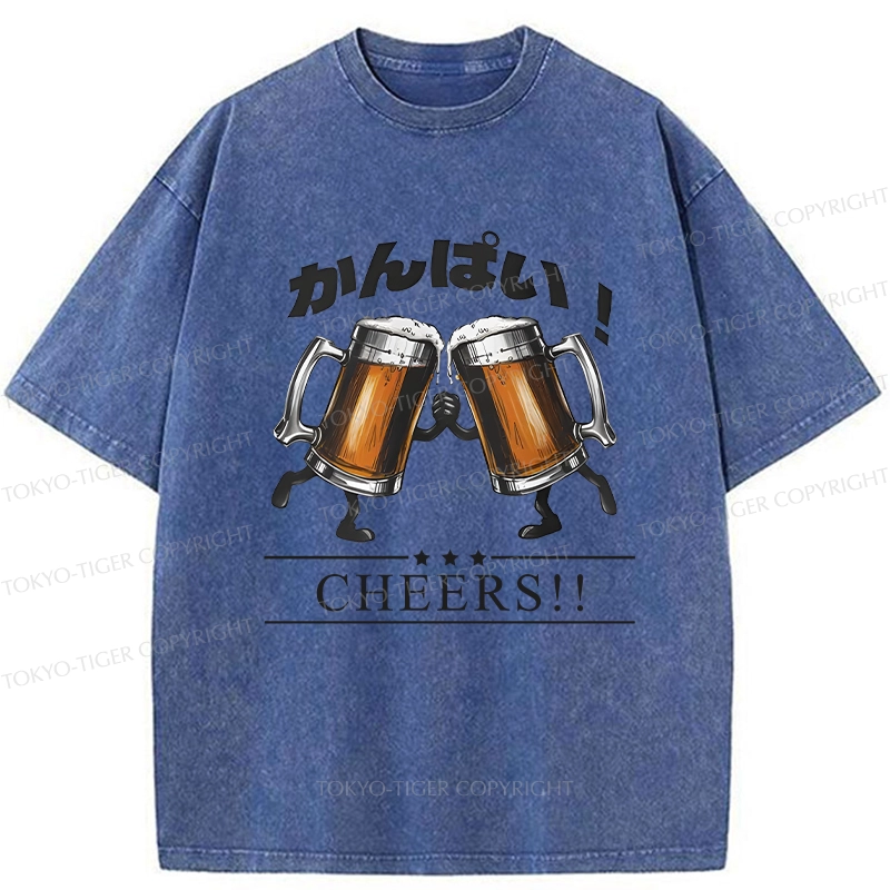 Tokyo-Tiger Cheers Japanese Beer Washed T-Shirt