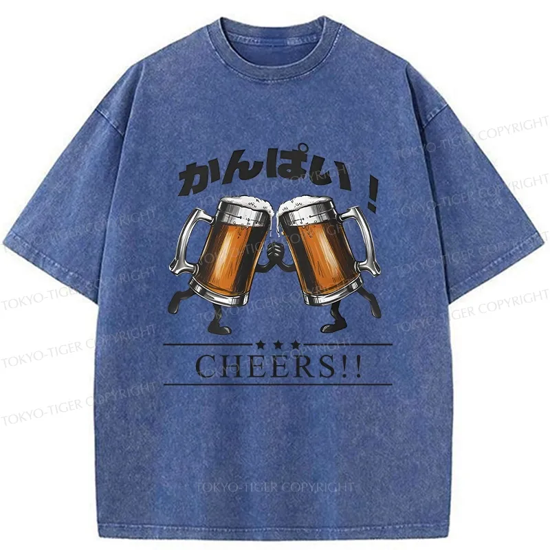 Tokyo-Tiger Cheers Japanese Beer Washed T-Shirt