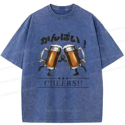 Tokyo-Tiger Cheers Japanese Beer Washed T-Shirt
