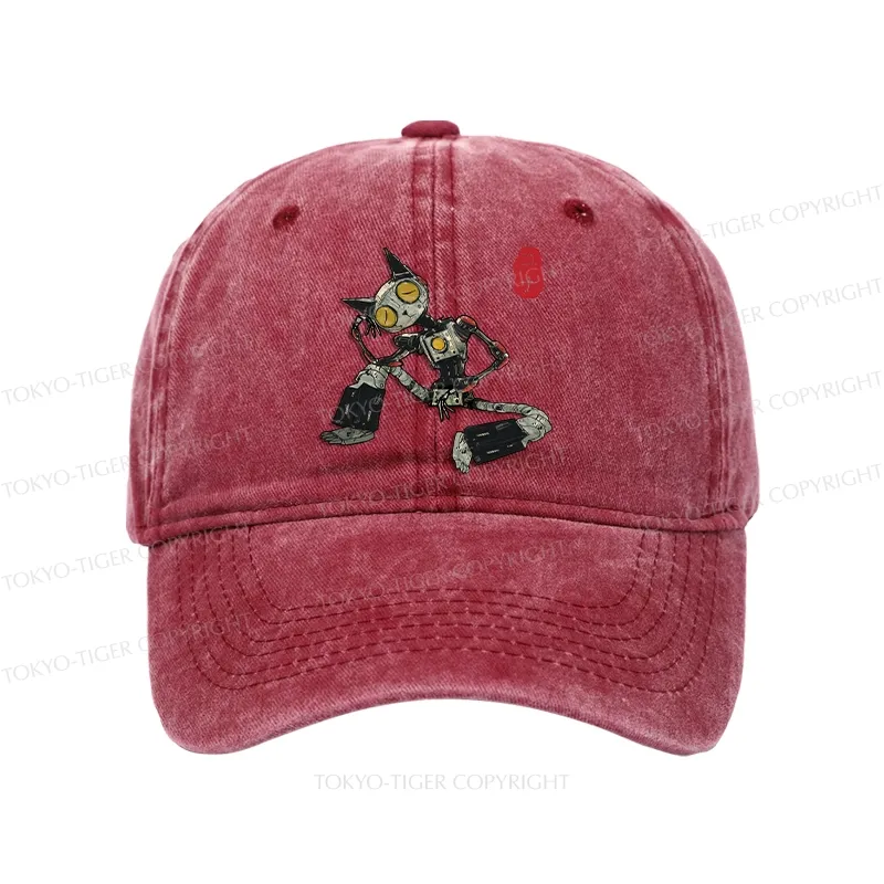 Tokyo-Tiger Contemplative Robot Cat Washed Cap