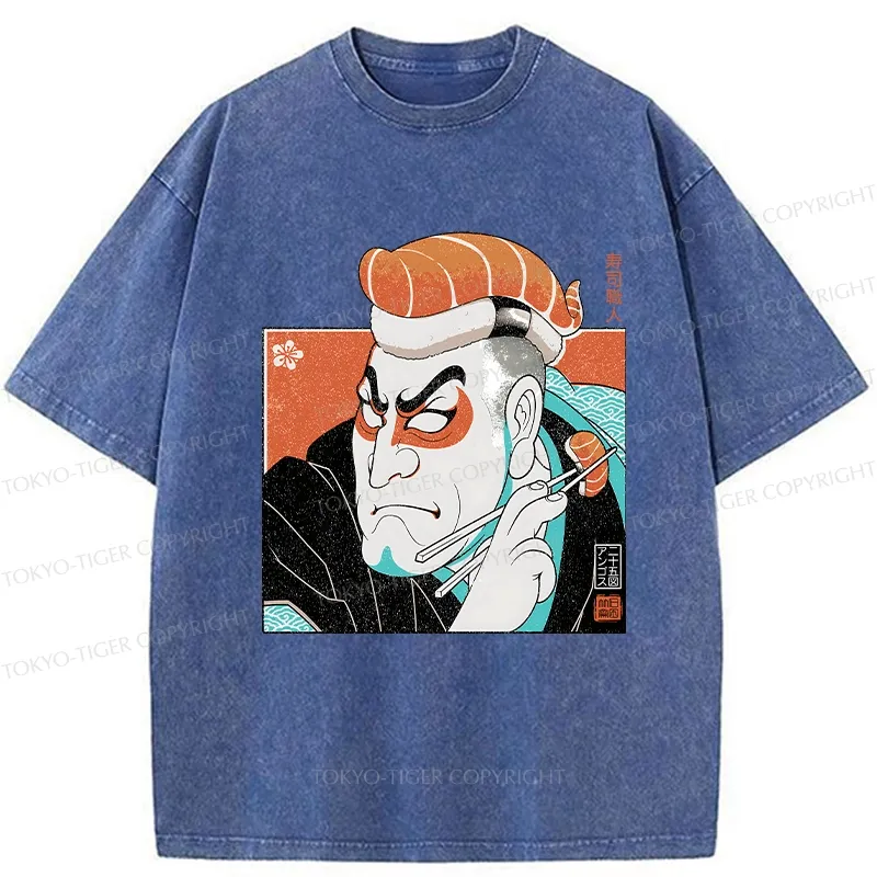 Tokyo-Tiger Sushi Chef Washed T-Shirt