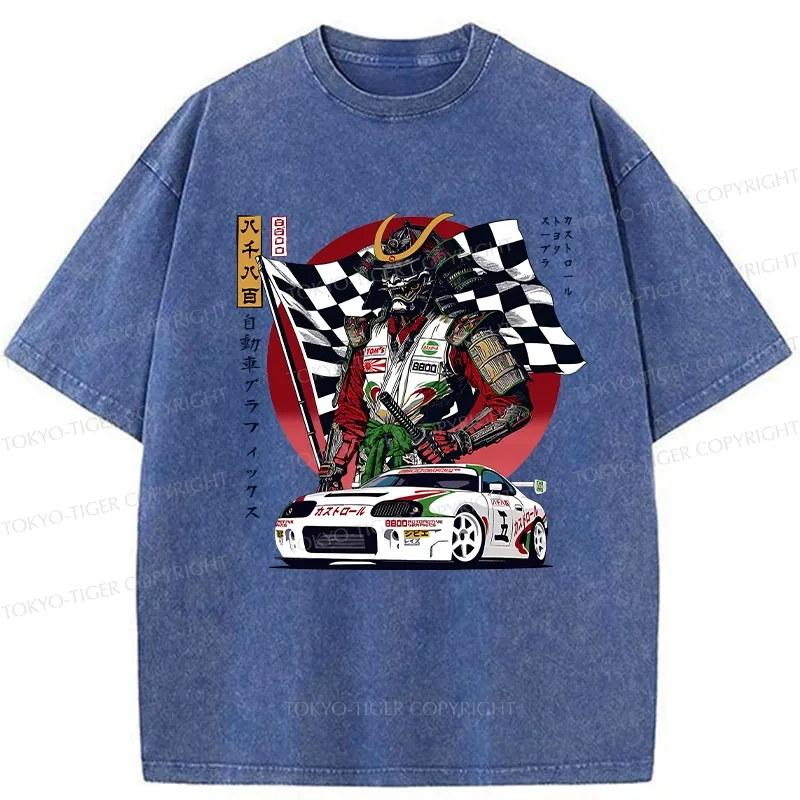 Tokyo-Tiger Samurai Racer Washed T-Shirt