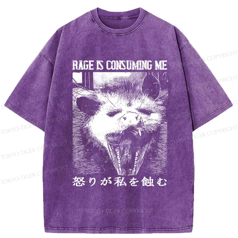 Tokyo-Tiger Rage Is Consuming Me Opossum Washed T-Shirt