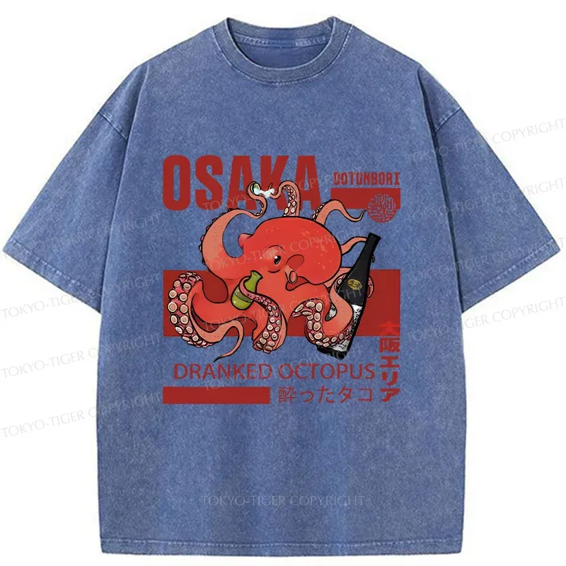 Tokyo-Tiger Osaka Cute Octopus Washed T-Shirt
