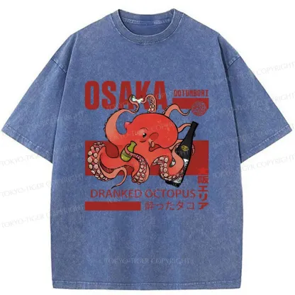 Tokyo-Tiger Osaka Cute Octopus Washed T-Shirt