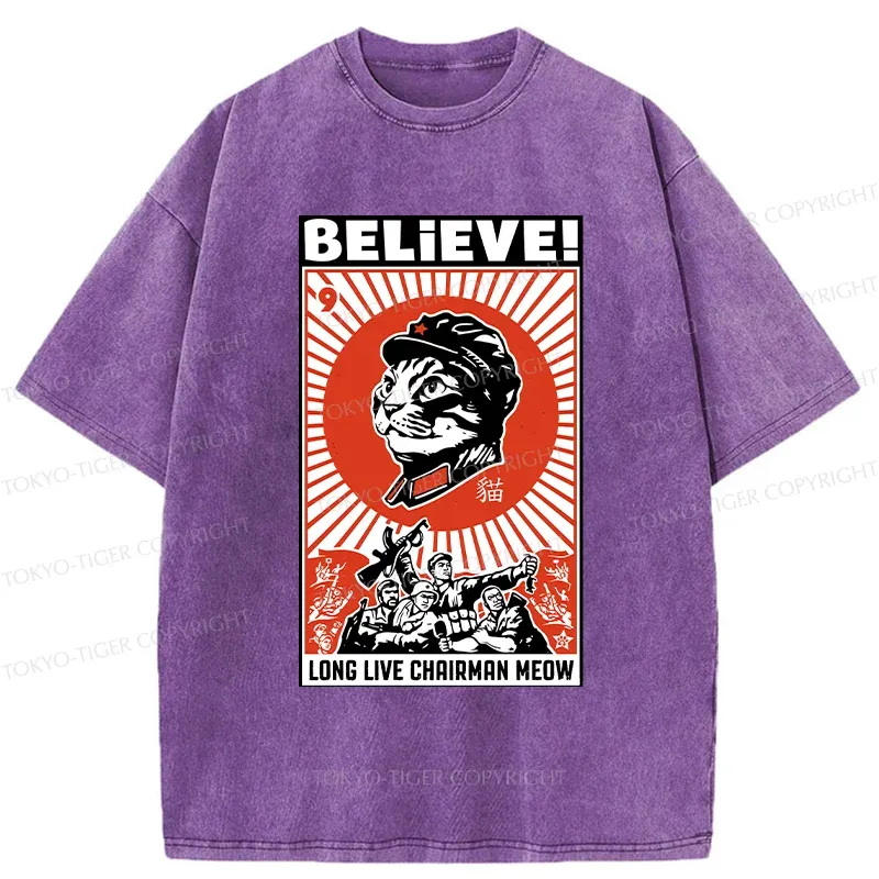 Tokyo-Tiger Long Live Chairman Meow Washed T-Shirt