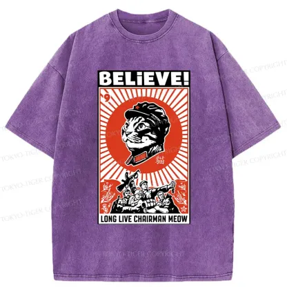 Tokyo-Tiger Long Live Chairman Meow Washed T-Shirt