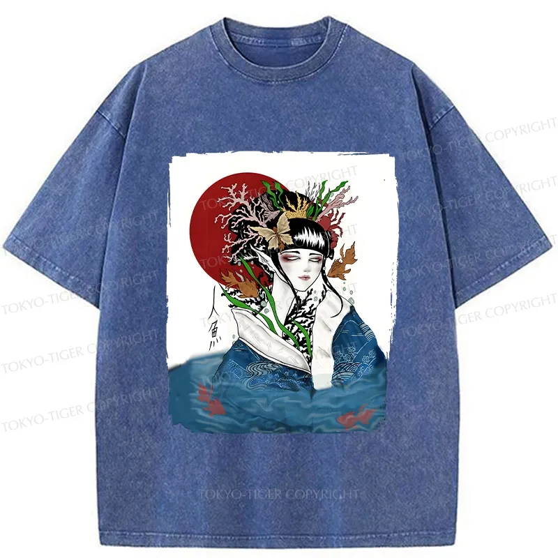 Tokyo-Tiger Japanese Mermaid Washed T-Shirt