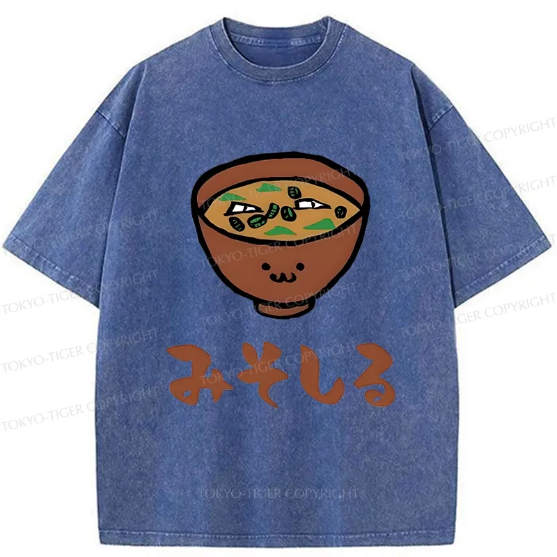 Tokyo-Tiger Japanese Miso Soup Washed T-Shirt