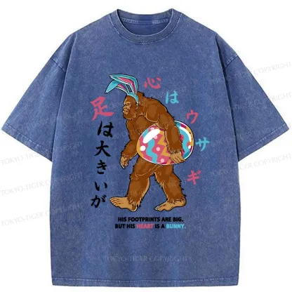 Tokyo-Tiger Funny Easter Bigfoot Bunny Washed T-Shirt