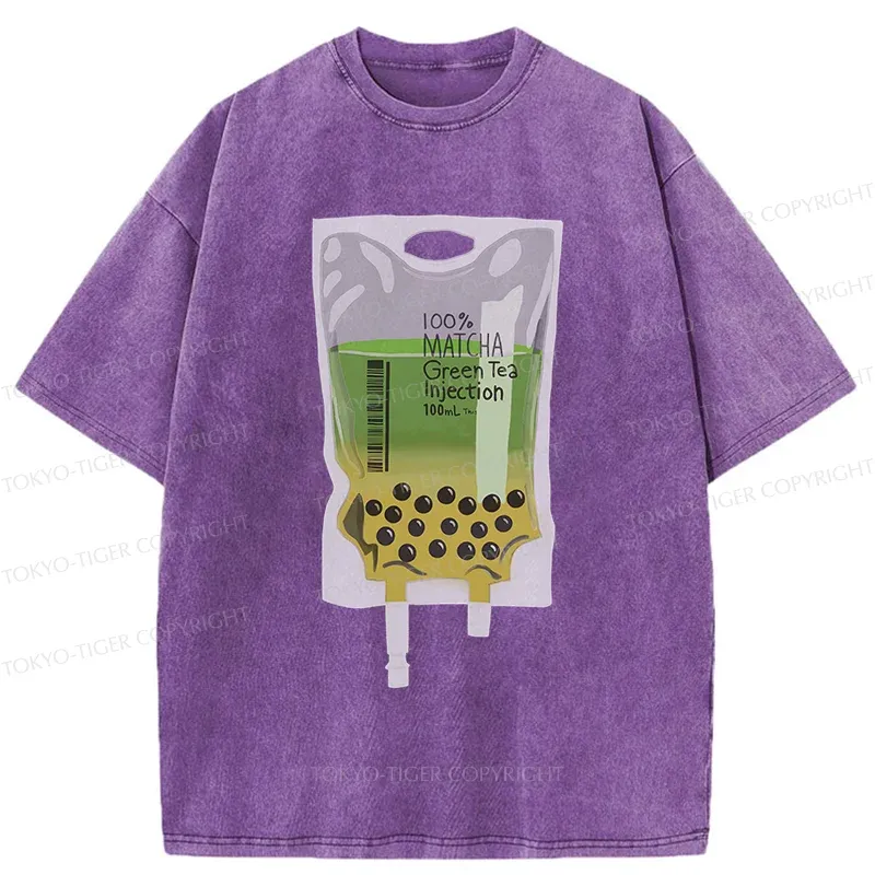 Tokyo-Tiger Matcha Milk Tea Washed T-Shirt