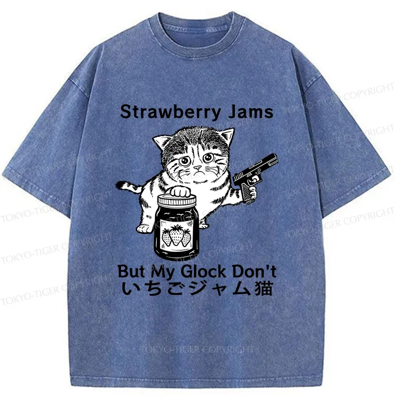 Tokyo-Tiger Strawberry Jam Cat Washed T-Shirt