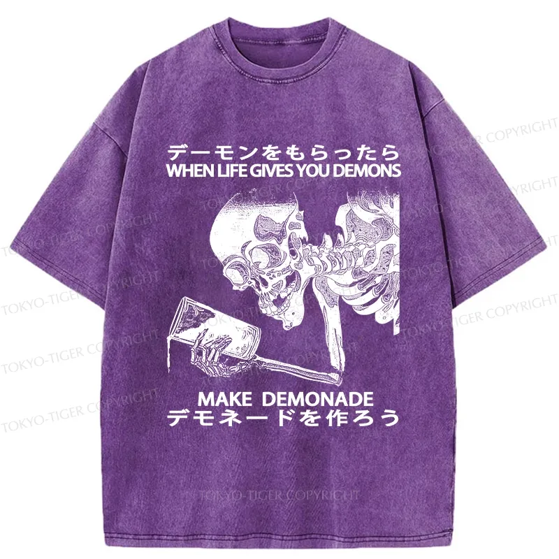Tokyo-Tiger Make Demonade Funny Washed T-Shirt