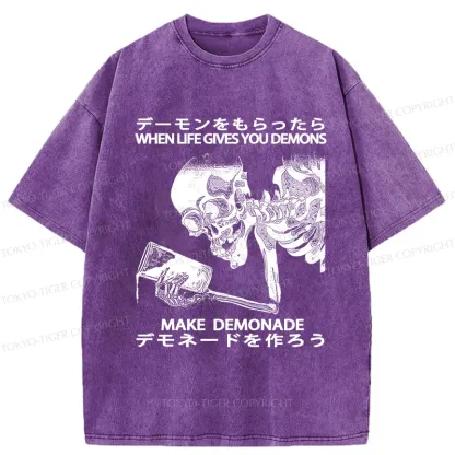 Tokyo-Tiger Make Demonade Funny Washed T-Shirt
