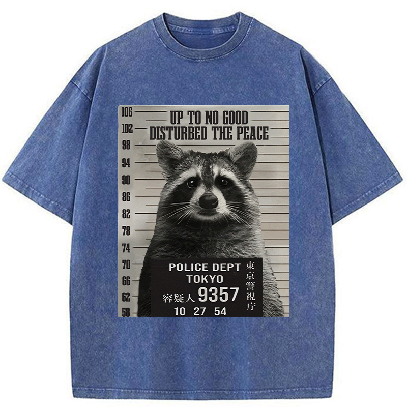 Tokyo-Tiger Arrested Raccoon Washed T-Shirt
