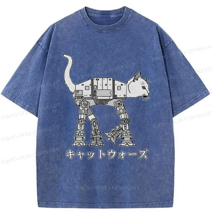 Tokyo-Tiger Cat Wars Washed T-Shirt