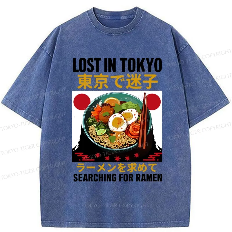 Tokyo-Tiger Searching For Ramen Washed T-Shirt
