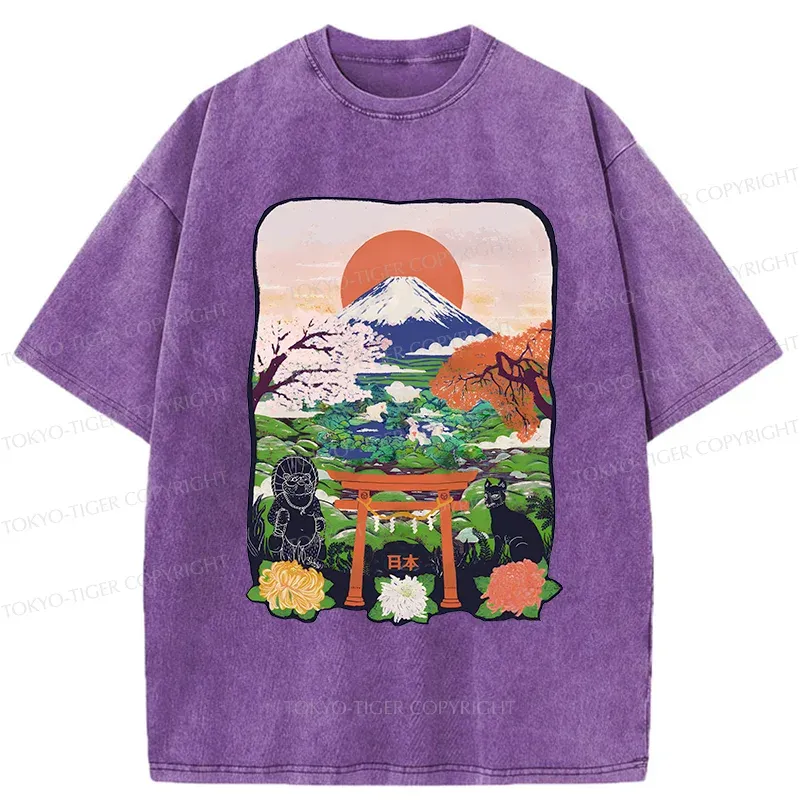 Tokyo-Tiger Japan Attractions Washed T-Shirt