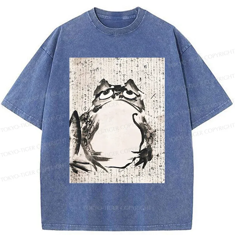 Tokyo-Tiger Retro Japanese frog Washed T-Shirt