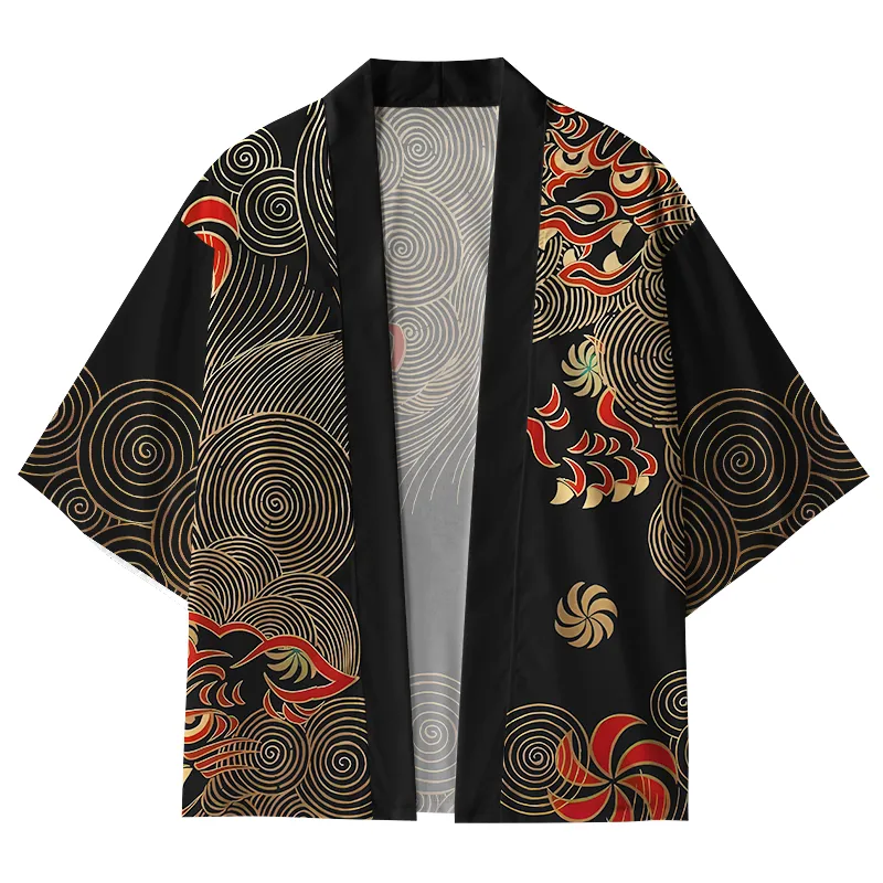 Tokyo-Tiger Japanese Circle Pattern Kimono Cardigan