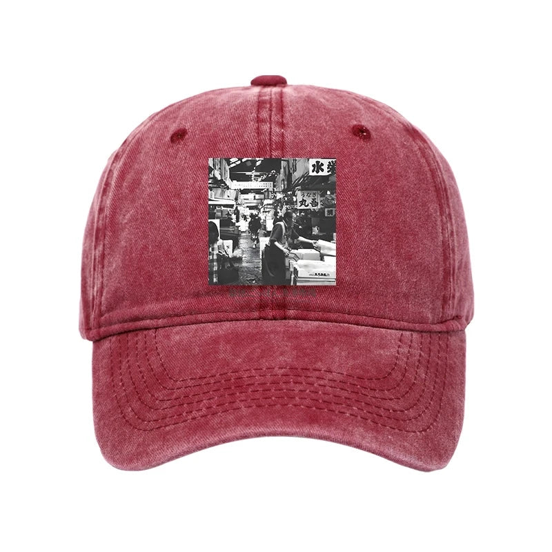Tokyo-Tiger Tsukiji Fish Market Photo Washed Cap