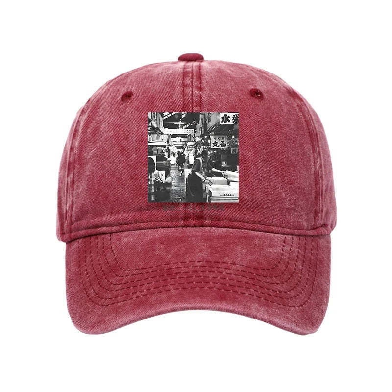 Tokyo-Tiger Tsukiji Fish Market Photo Washed Cap