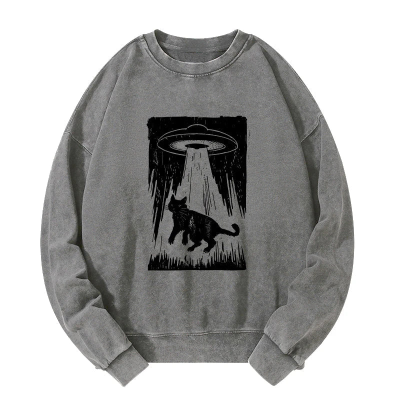 Tokyo-Tiger Cat Kidnapped By Aliens Washed Sweatshirt