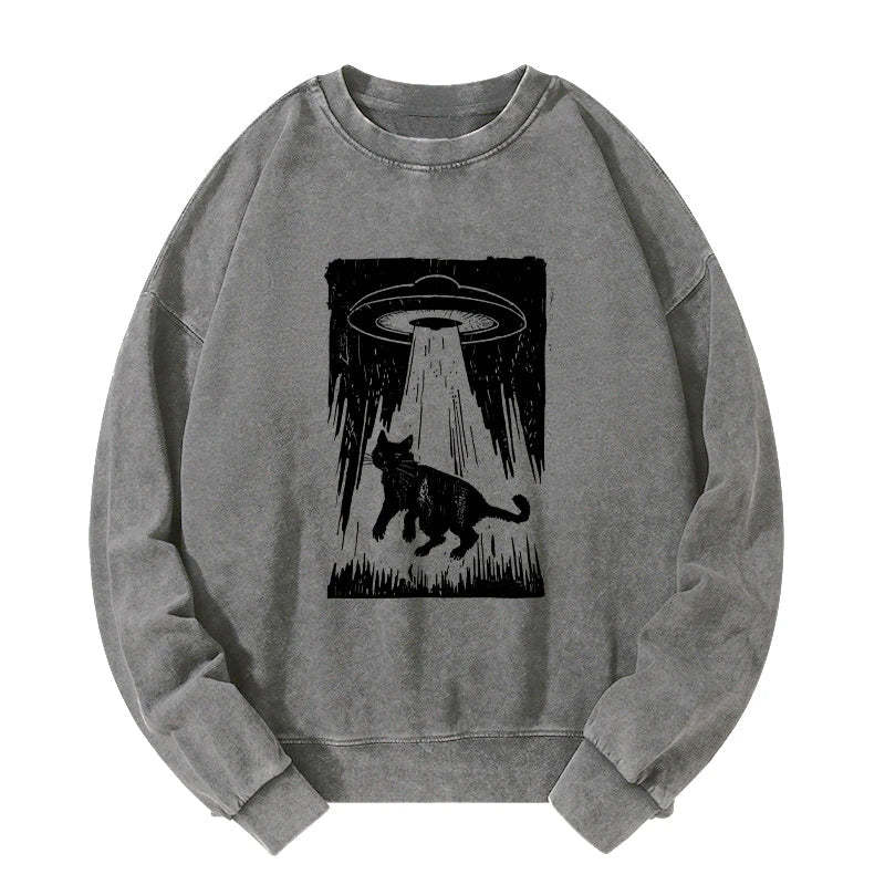 Tokyo-Tiger Cat Kidnapped By Aliens Washed Sweatshirt