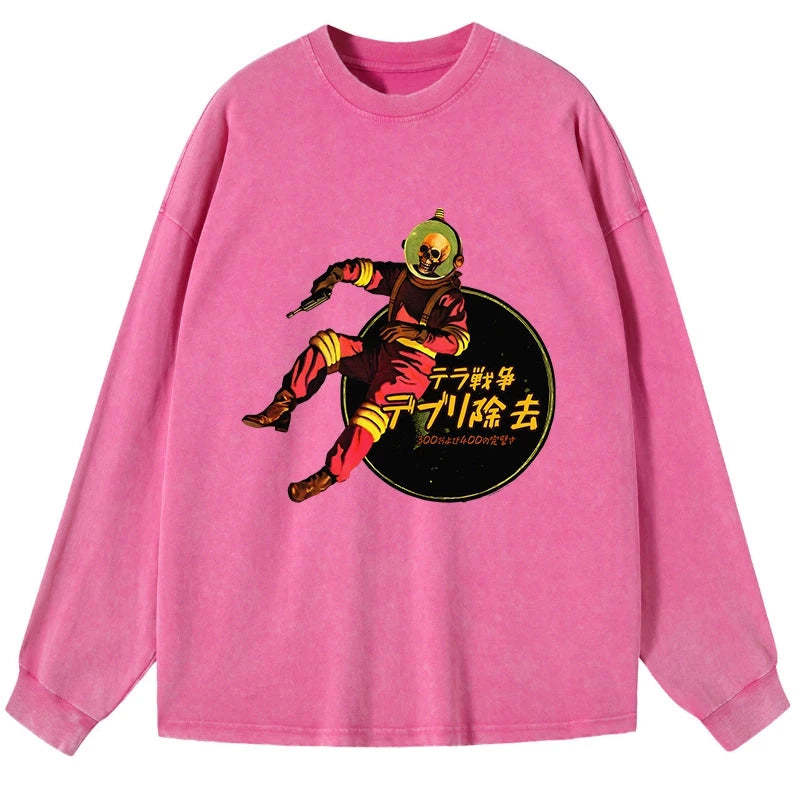 Tokyo-Tiger Skeleton Astronaut Washed Long Sleeve T-Shirt Sale