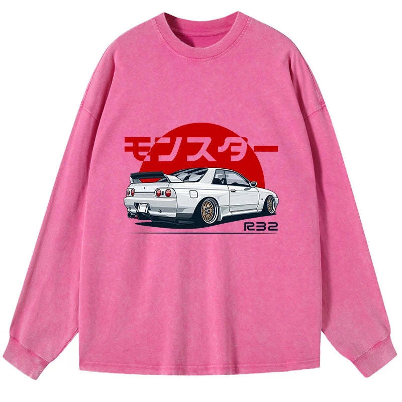 Tokyo-Tiger Monster. Skyline R32 GTR Washed Long Sleeve T-Shirt Sale