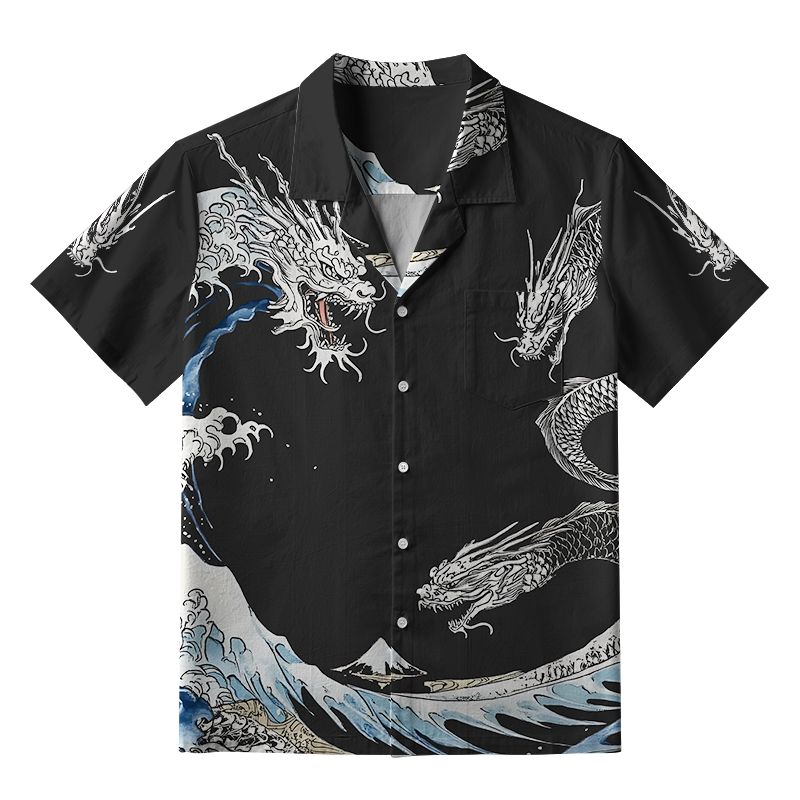 Tokyo-Tiger The Great Wave Off Dragon Hawaiian Shirt