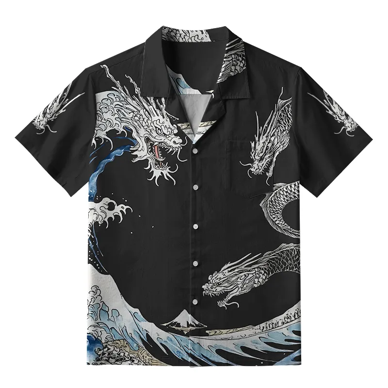 Tokyo-Tiger The Great Wave Off Dragon Hawaiian Shirt Sale