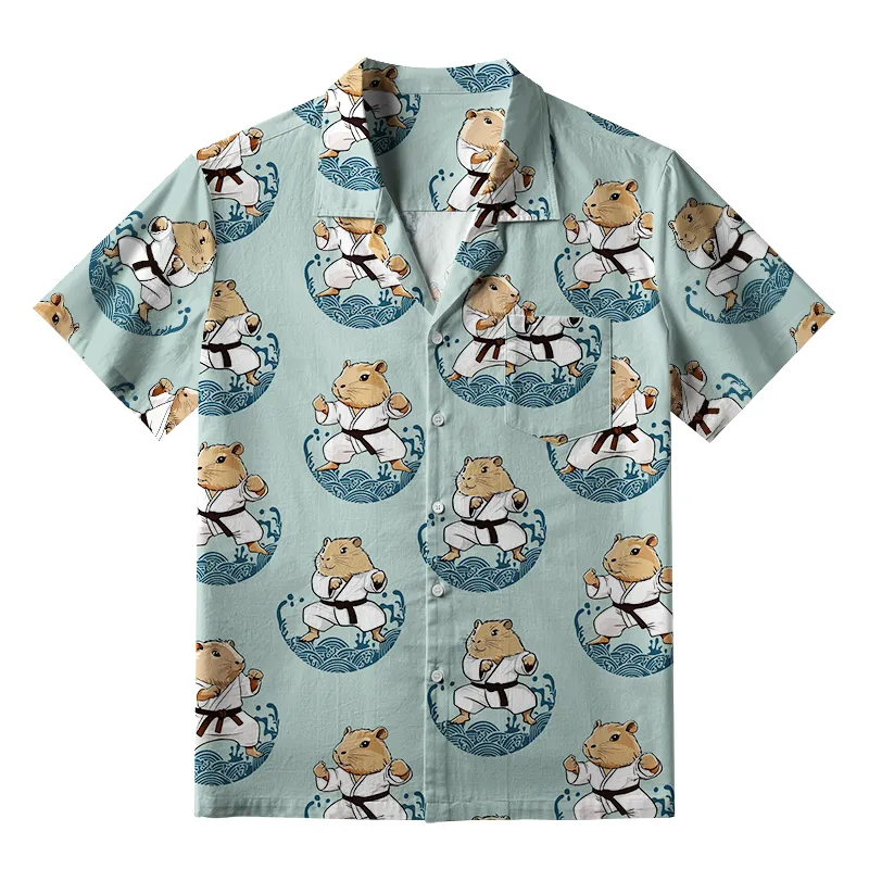 Tokyo-Tiger Cute Capybara Taekwondo Aloha Hawaiian Shirt Sale
