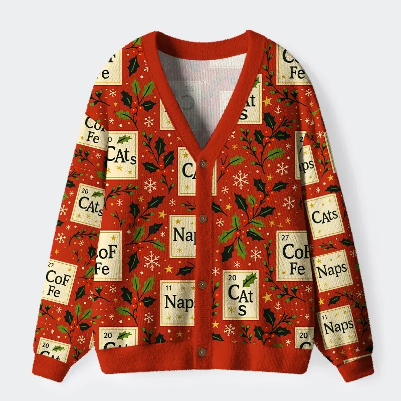 Tokyo-Tiger Periodic Table Funny Ugly Cardigan Sweater