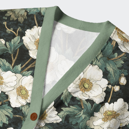 Tokyo-Tiger Japanese Epiphyllum Ugly Cardigan Sweater