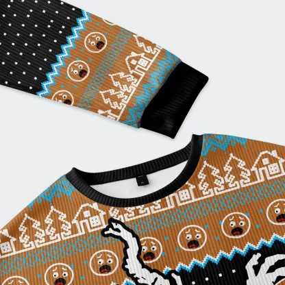 Tokyo-Tiger Krampus Eating Gingerbread Men Christmas Ugly Sweatshirt