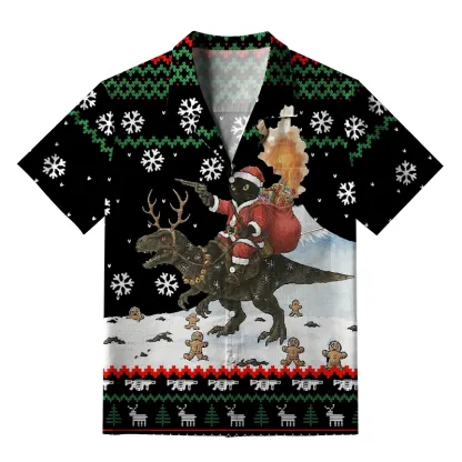 Tokyo-Tiger Cat Riding A Dinosaur Aloha Hawaiian Shirt