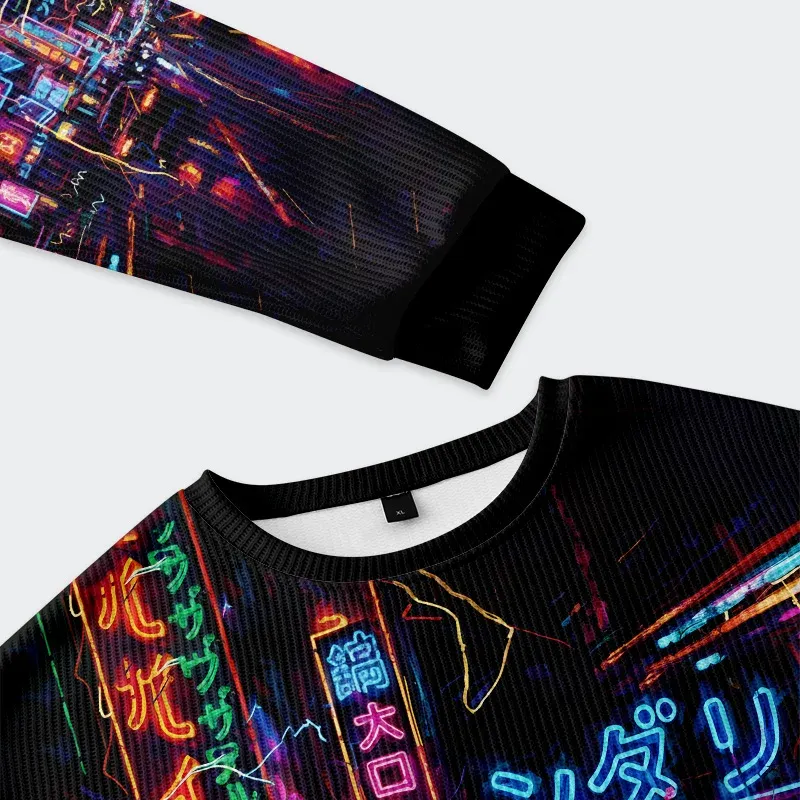 Tokyo-Tiger Japanese Street Scene Christmas Ugly Sweatshirt