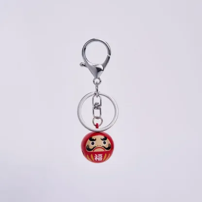Tokyo-Tiger Japanese Daruma Bell Red Keychain