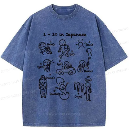 Tokyo-Tiger Funny 1-10 In Japanese Washed T-Shirt