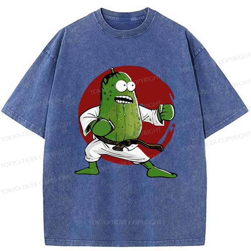 Tokyo-Tiger Pickle Self Defense Funny Washed T-Shirt