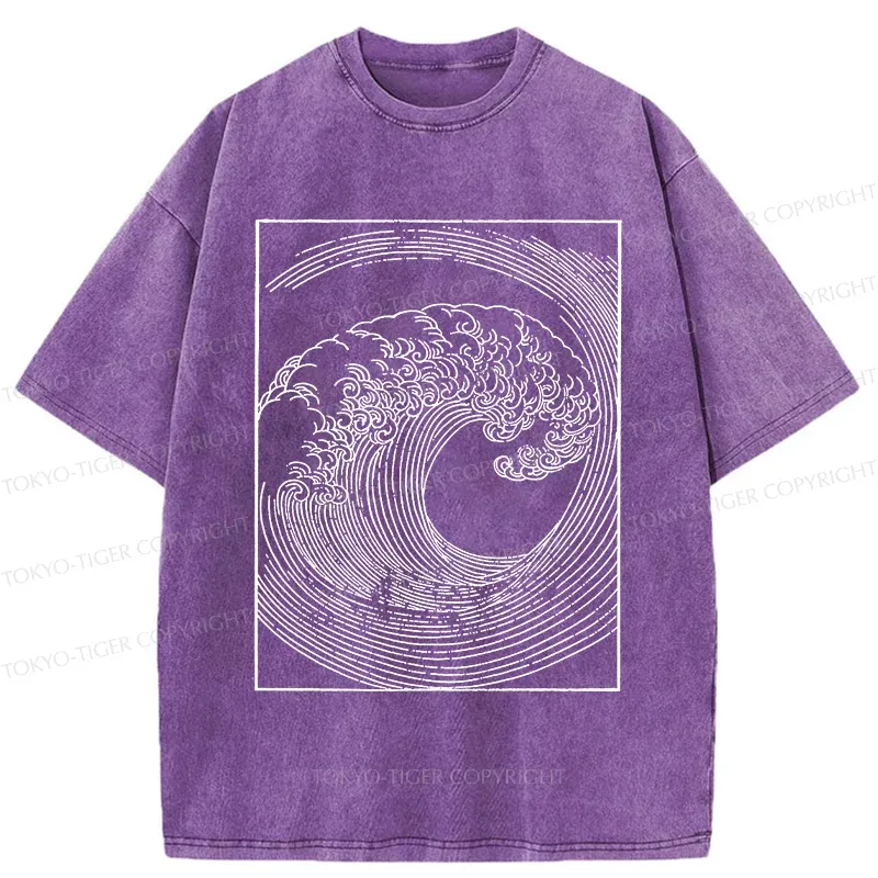 Tokyo-Tiger Minimalist Wave Washed T-Shirt