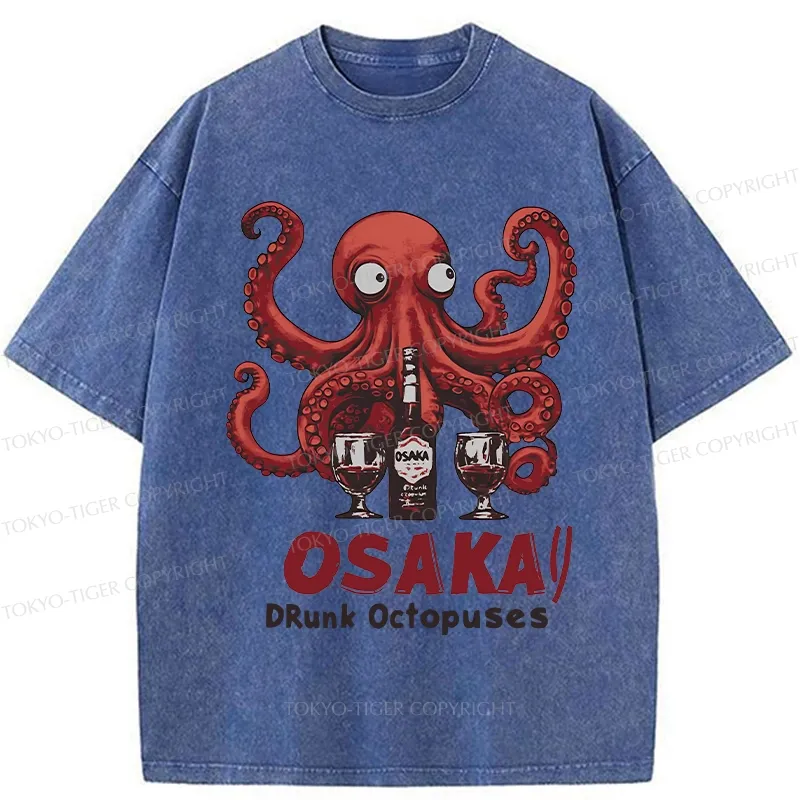 Tokyo-Tiger Osaka Drunk Octopus Washed T-Shirt