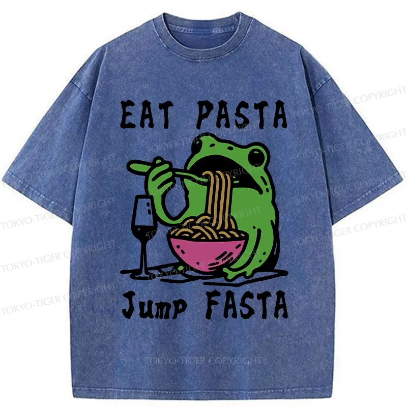 Tokyo-Tiger Eat Pasta Jump Fasta Washed T-Shirt