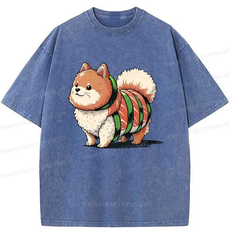Tokyo-Tiger Japanese Rice Ball Dog Washed T-Shirt
