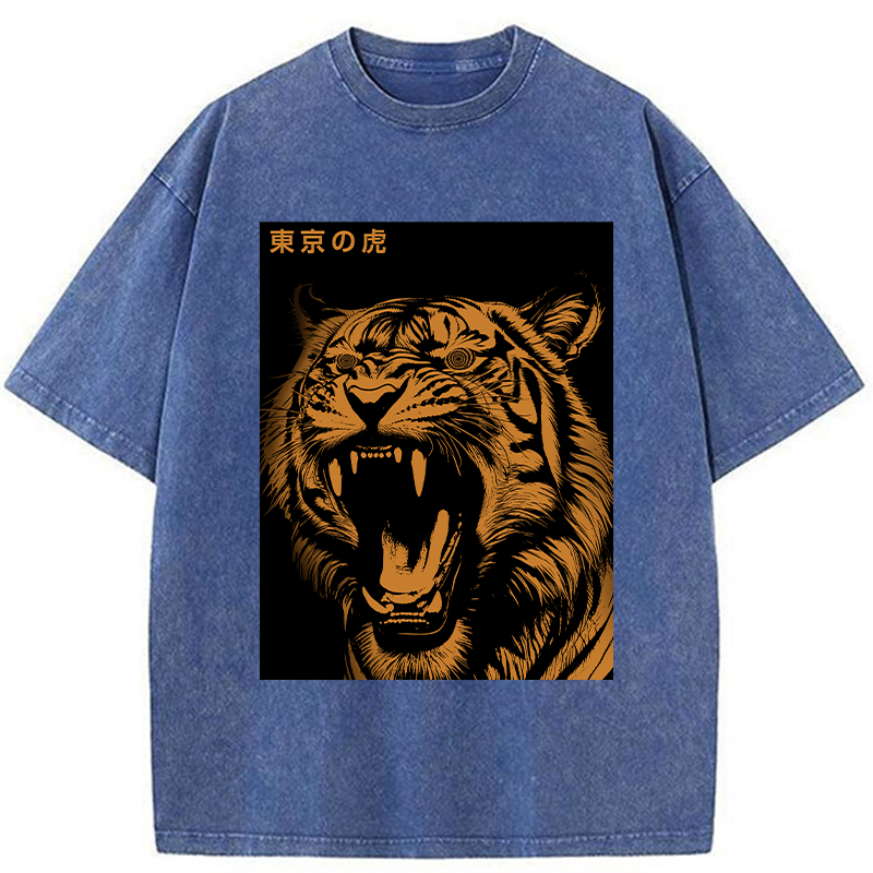 Tokyo-Tiger Roaring Tiger Washed T-Shirt