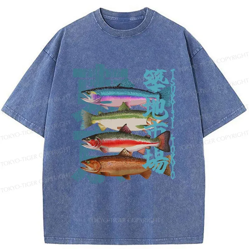 Tokyo-Tiger Retro Tsukiji Market Washed T-Shirt