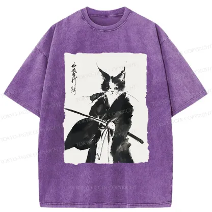 Tokyo-Tiger Retro Warrior Cat Washed T-Shirt