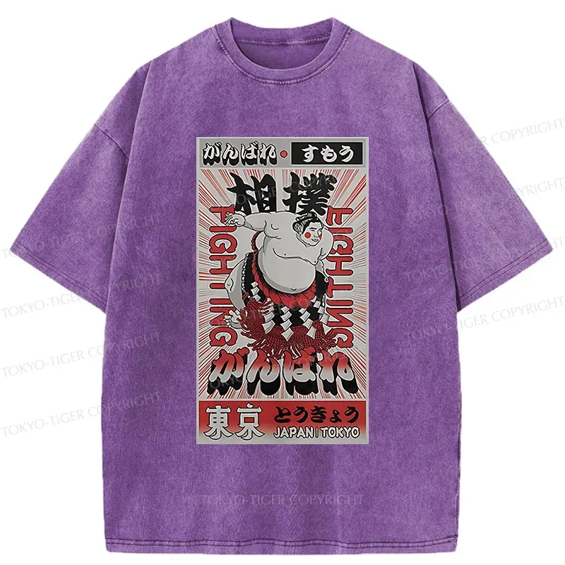 Tokyo-Tiger Vintage Sumo Poster Washed T-Shirt