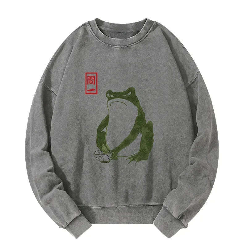 Tokyo-Tiger Woodblock Print Frog Washed Sweatshirt